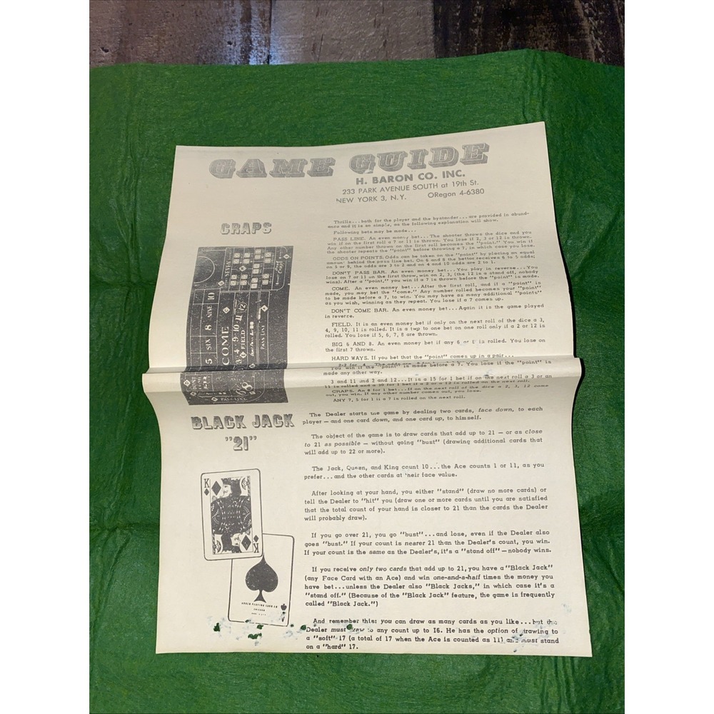 Vintage Casino miniature Blackjack game‎ guide h baron co miniature blackjack 21 - Picture 4 of 11